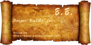 Beyer Balázs névjegykártya