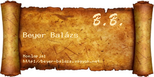 Beyer Balázs névjegykártya